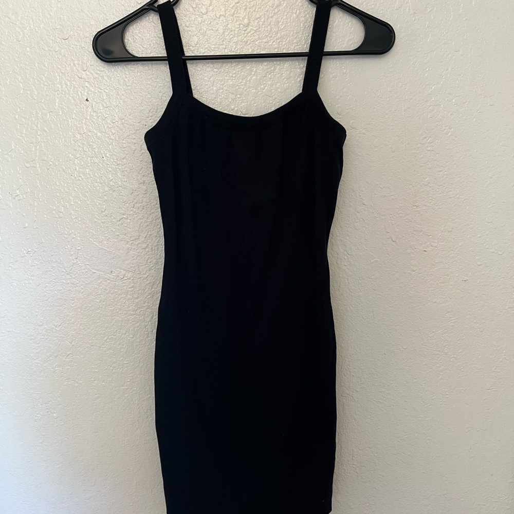 Black ribbed cotton tank dress